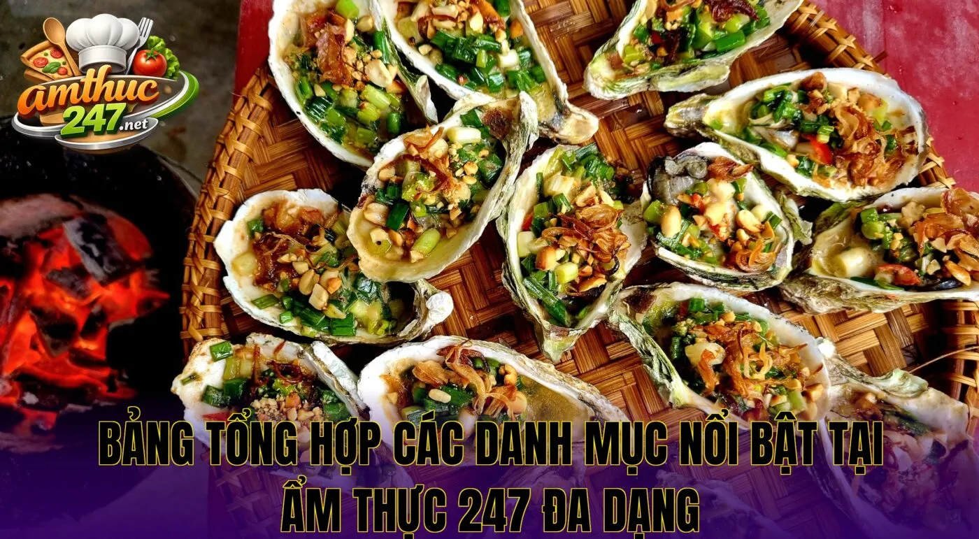 Bảng tổng hợp các danh mục nổi bật tại ẩm thực 247 đa dạng