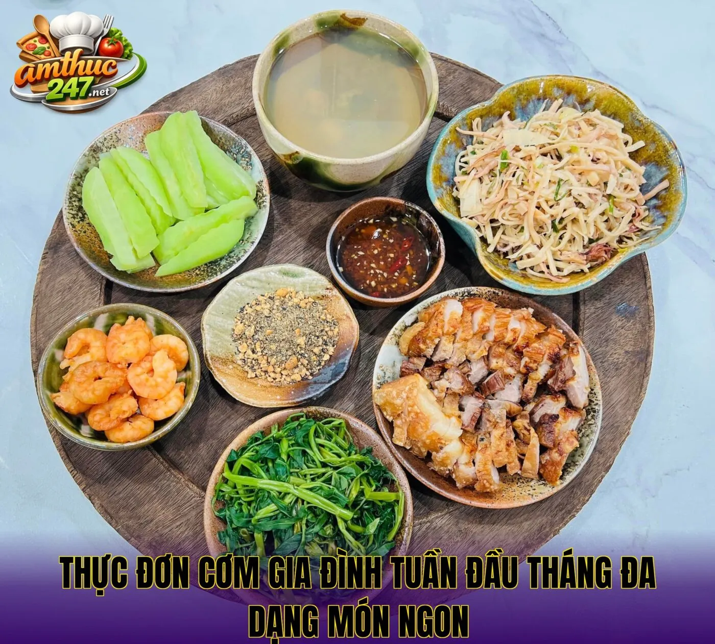 Thực đơn cơm gia đình tuần đầu tháng đa dạng món ngon