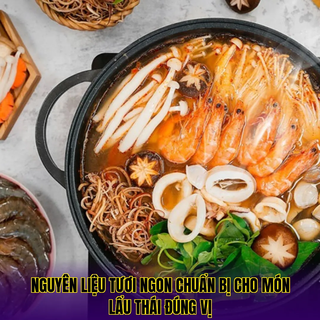 Nguyên liệu tươi ngon chuẩn bị cho món lẩu thái đúng vị