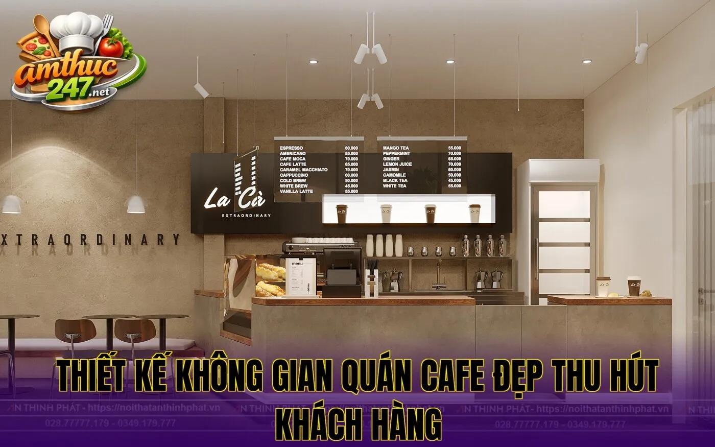Thiết kế không gian quán cafe đẹp thu hút khách hàng