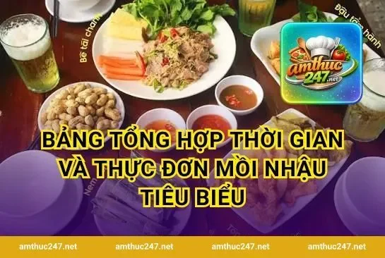 Bảng Tổng Hợp Thời Gian Và Thực Đơn Mồi Nhậu Tiêu Biểu